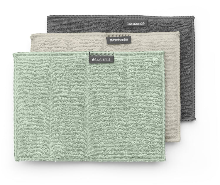 Brabantia sinkside microvezeldoekjes - set van 3 - 16 x 22 cm - soft beige dark grey jade green