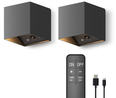 Calex falerna oplaadbare wandlamp - 2-pack - zwart