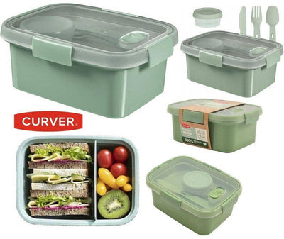 Curver smart to go eco lunchbox - 1,2 liter + bestekset + sauscup - eco groen