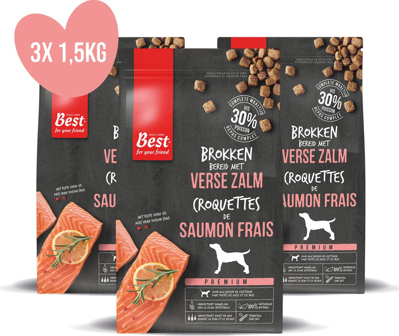 Rosewood best for your friend by hondenbrokken zalm 4,5 kg - 3 zak x 1,5 kg - hondenvoer - tarwevrij