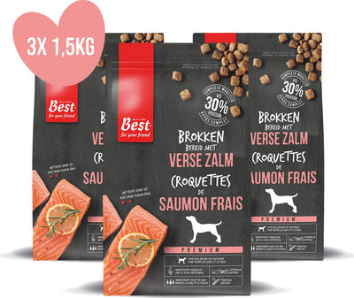 Rosewood best for your friend by hondenbrokken zalm 4,5 kg - 3 zak x 1,5 kg - hondenvoer - tarwevrij