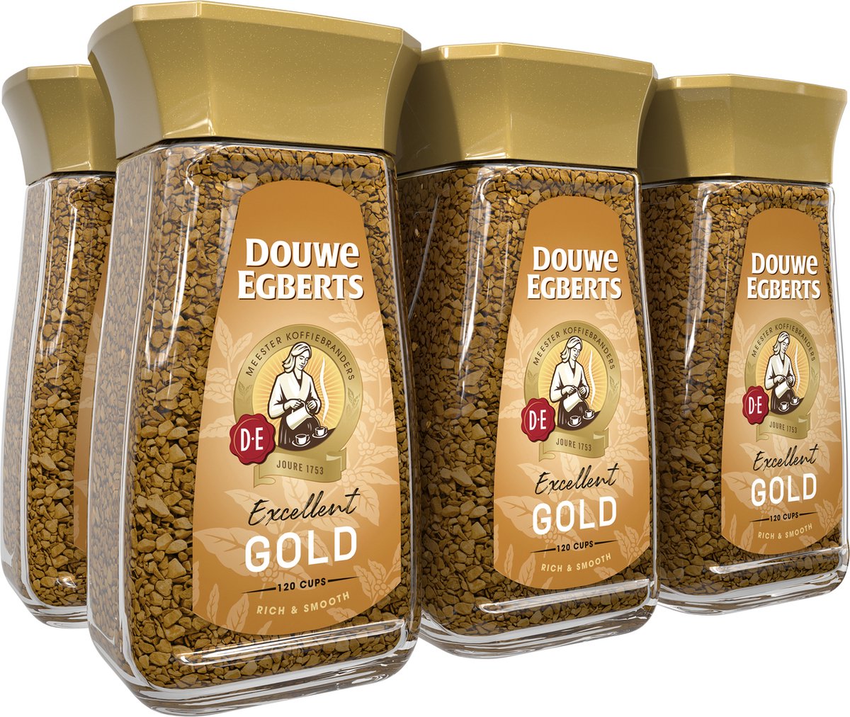 Douwe egberts gold oploskoffie - 6 x pot van 200 gram
