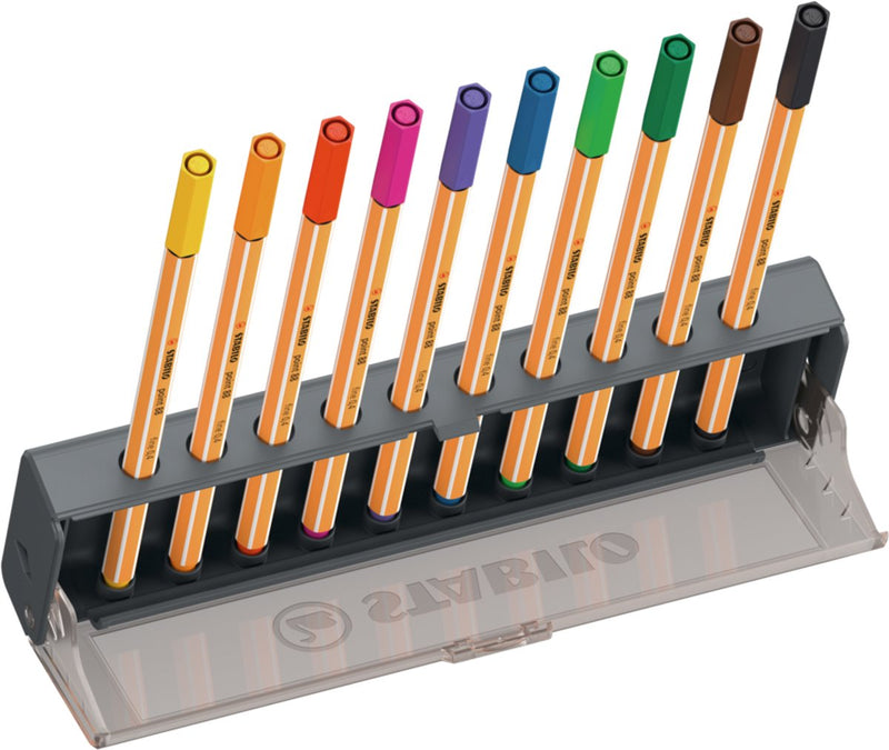 Stabilo point 88 - premium fineliners - click set - 10 verschillende kleuren