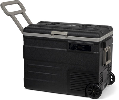 Steamy -e single zone roller elektrische compressor koelbox op wielen - single zone - 55 liter - 12v en 230v - voor auto en camping - zwart