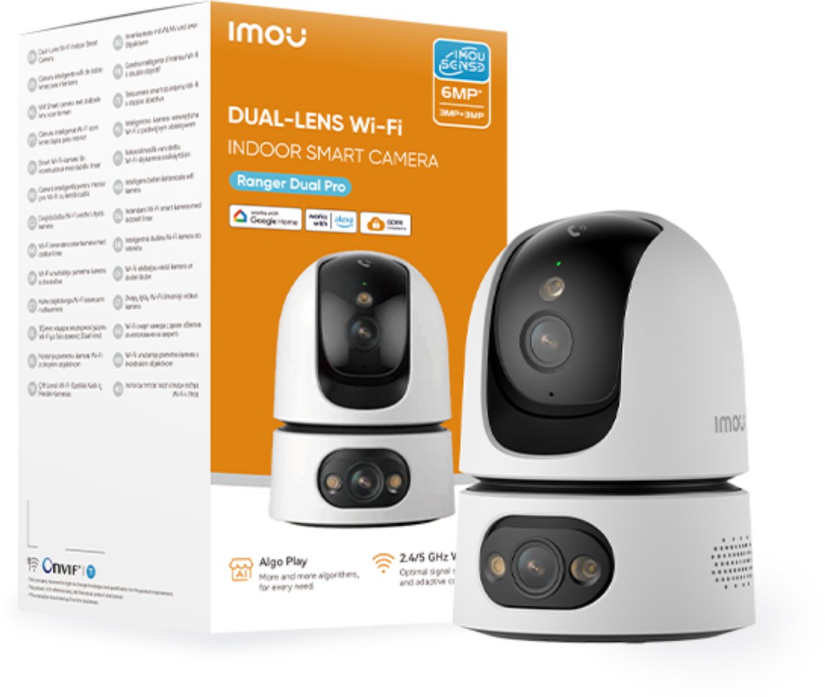 Imou ranger dual pro 6mp - ip camera binnen – dual-lens beveiligingscamera met pan tilt, 360° zicht, ai mens- huisdierdetectie, smart tracking, full-color nachtzicht, 2-weg audio, dual-band wi-fi (2.4 5 ghz)
