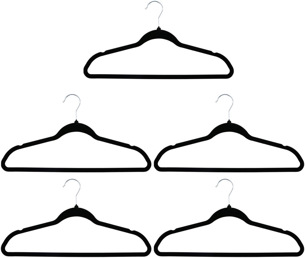 Alpina fluwelen kledinghangers – 10 stuks – anti-slip kleerhangers – broekhangers – zwart