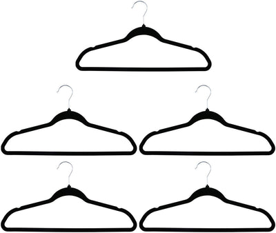 Alpina fluwelen kledinghangers – 10 stuks – anti-slip kleerhangers – broekhangers – zwart