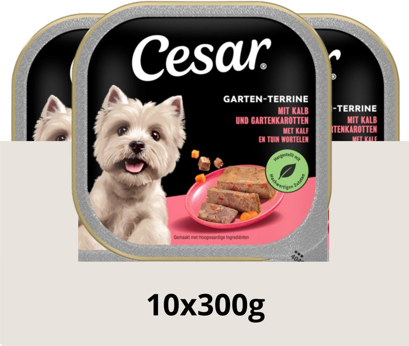 Cesar hondenvoer - primeur - kalf worteltjes in paté - 10x300g