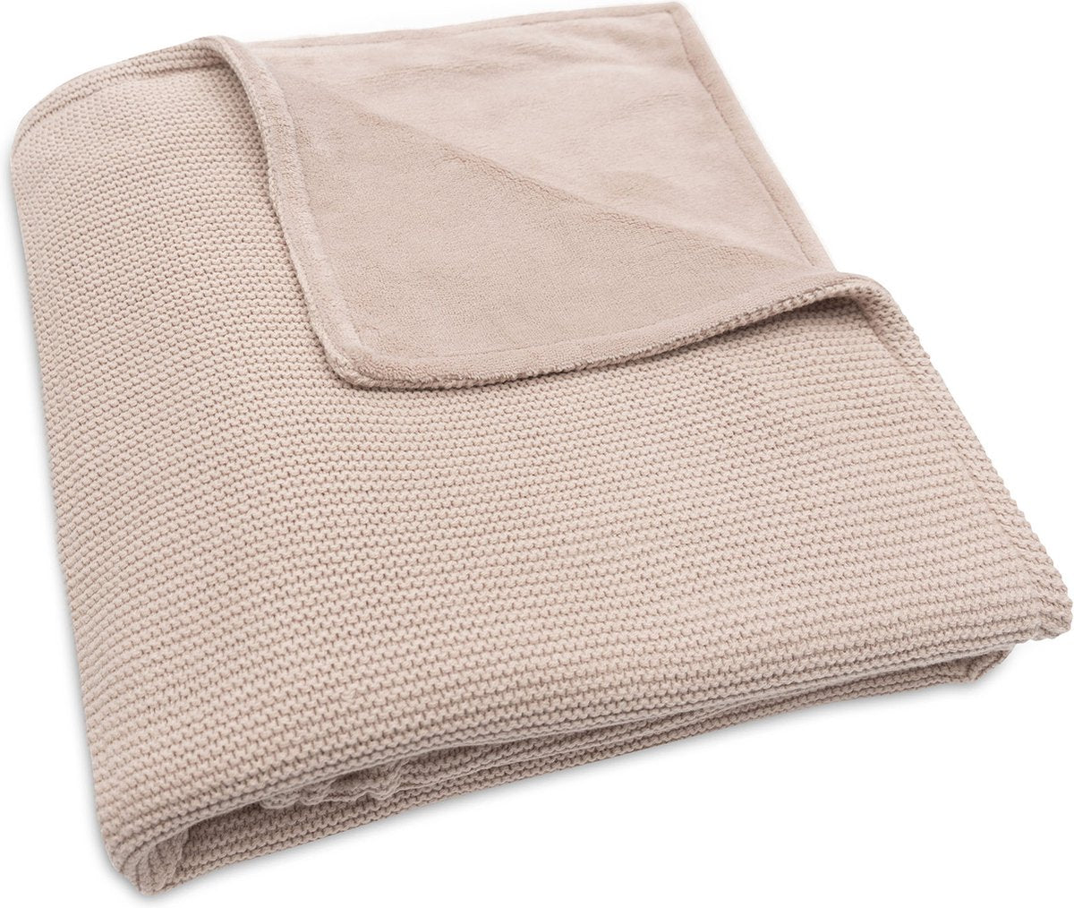 Jollein - deken ledikant 100x150cm basic knit - dekentje baby - wild rose fleece