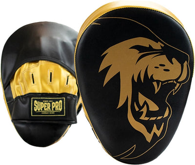Super pro combat gear handpads curved pu zwart goud 26 cm