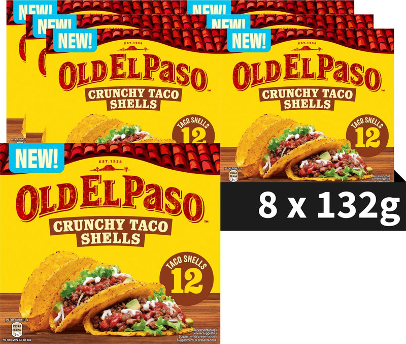 Old el paso taco schelpen - 8 x 12 stuks - tortilla mexicaans - vegetarisch glutenvrij - taco’s voordeelverpakking