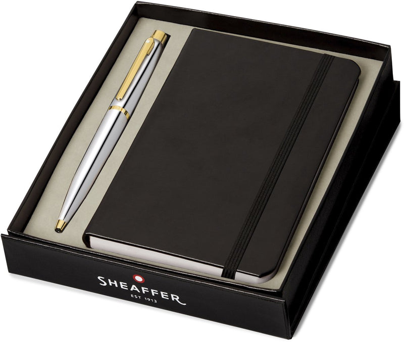 Sheaffer balpen giftset vfm g9422 - polished chrome gold plated met a6 notebook - sf-g2942251-4