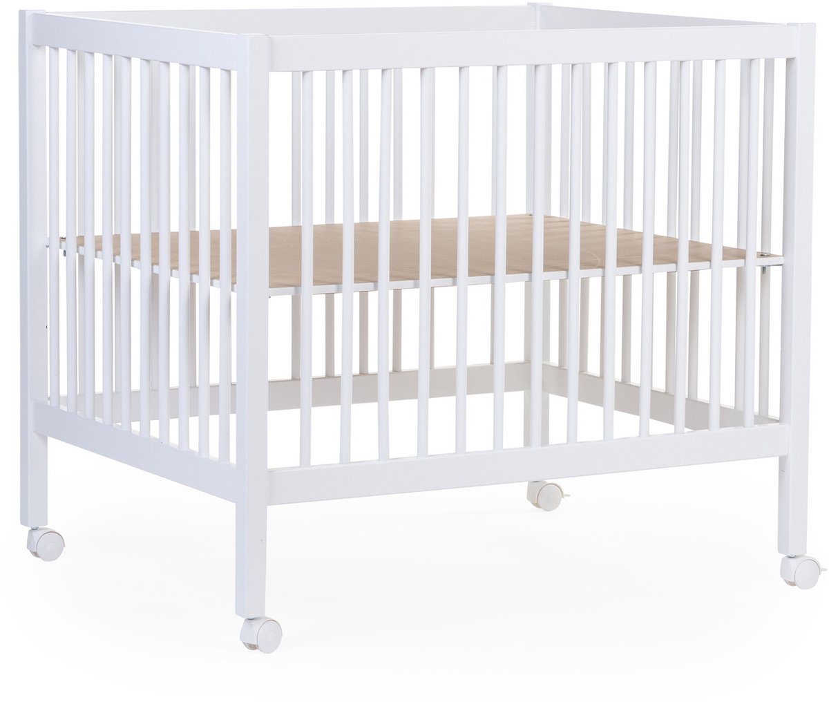 Childhome park 97 - box met wieltjes - verstelbaar op 3 hoogtes - hout - wit - 98x78x82 cm