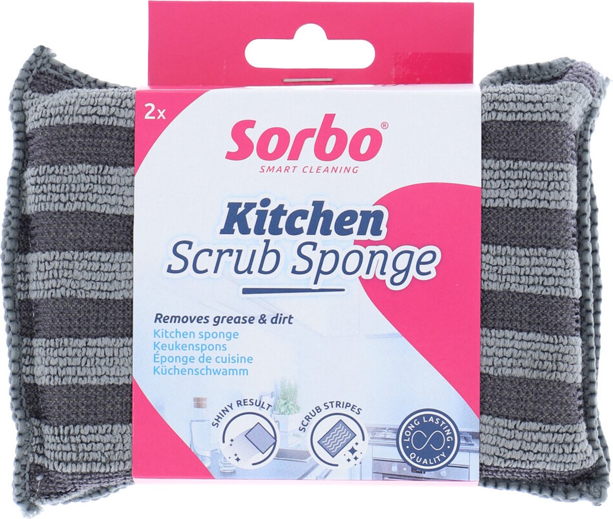 Sorbo microvezelspons 2-in-1 - dubbelzijdige schoonmaakspons - home decor - spons - 2 stuks