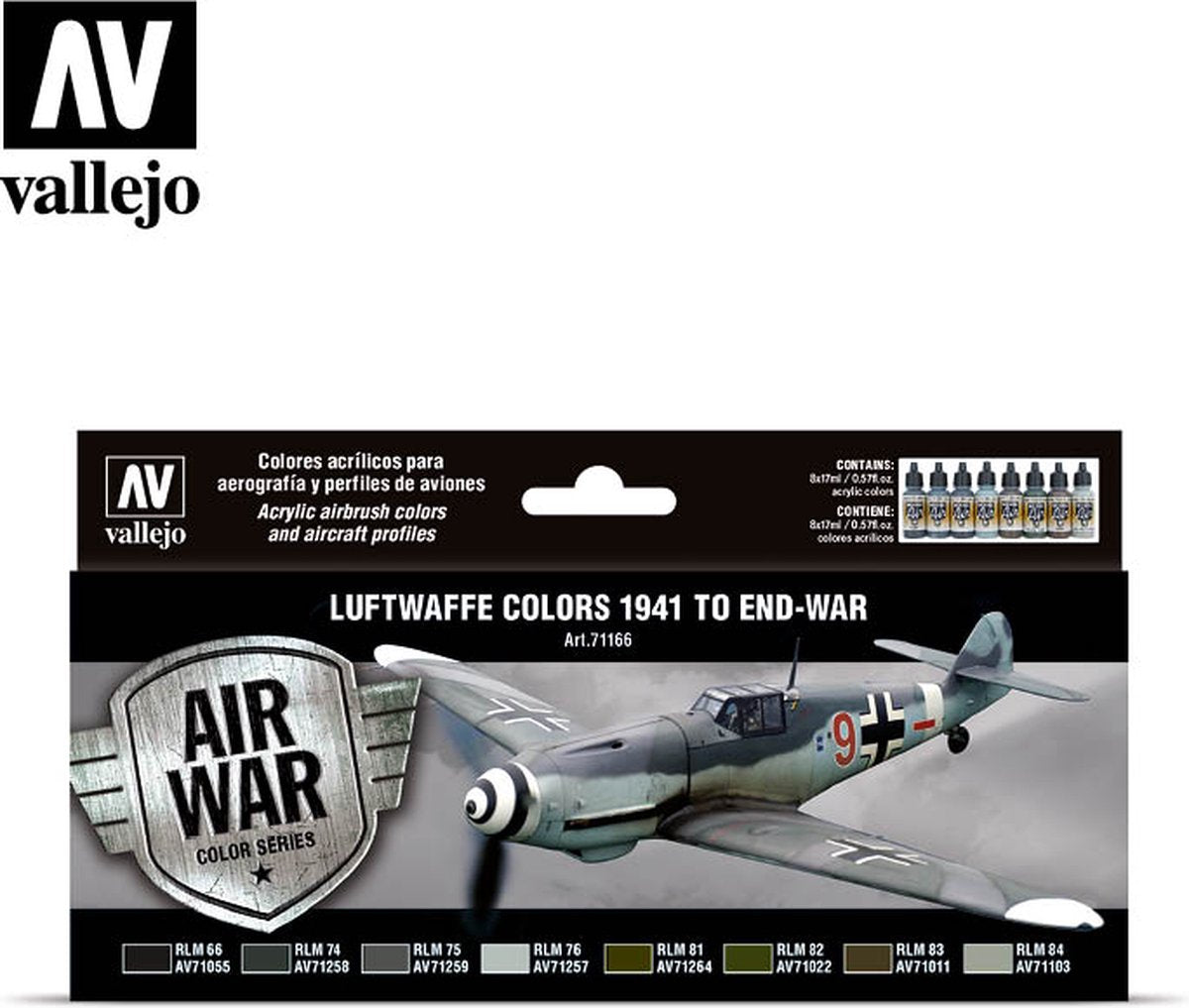 Merkloos sans marque vallejo val71166 - model air - - luftwaffe colors 1941 - 1945 8 x 17 ml