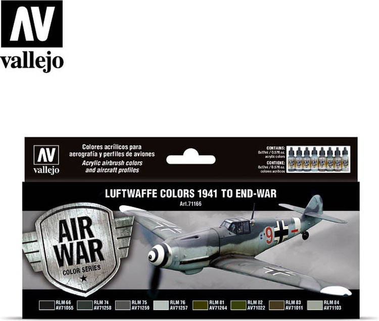 Merkloos sans marque vallejo val71166 - model air - - luftwaffe colors 1941 - 1945 8 x 17 ml