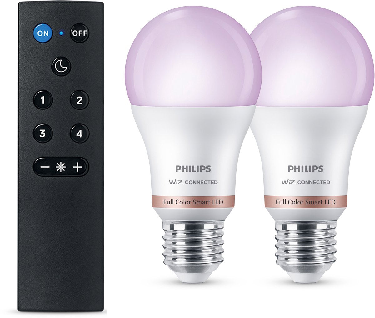Philips smart lighting - starterkit - slimme lampen met afstandsbediening - rgb - gekleurd en instelbaar wit licht - dimbaar - e27 fitting - werkt met de wiz app - wifi