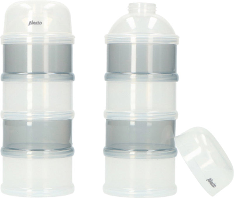 Alecto bf-4 2x - duo verpakking melkpoedertoren - 2x 4 grote stapelbare bakjes - wit grijs