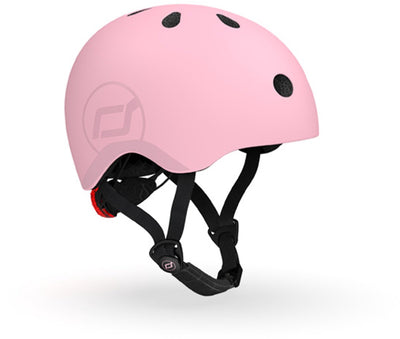 Scoot ride helmet – kinderhelm – s 51-55 cm – led achterlicht – magnetische sluiting – verstelbaar – roze