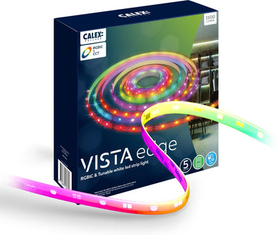 Calex vista led strip 5 meter - voor binnen - rgbic - warm wit licht - inclusief afstandsbediening