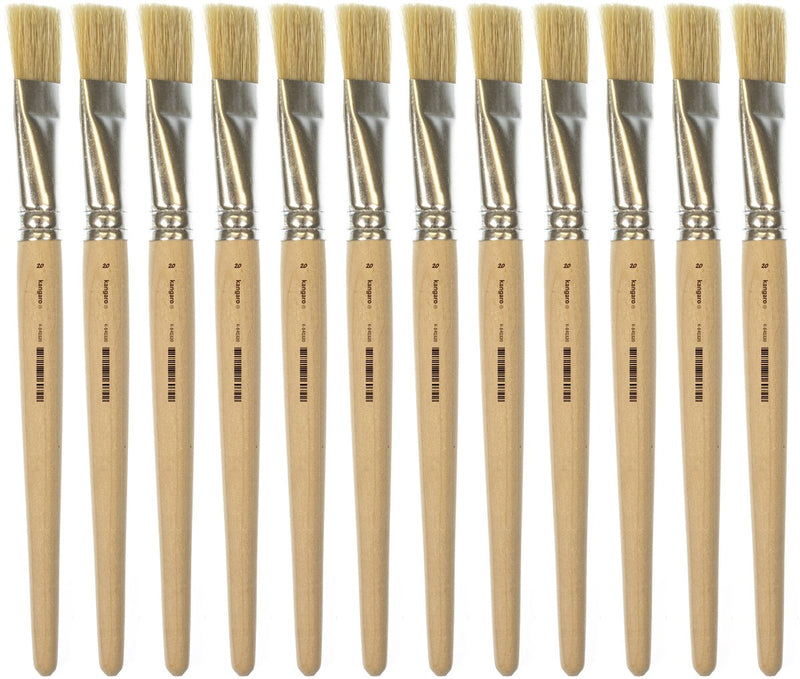 Kangaro lyonse penseel - maat 20 - kort ongelakt hout - doos a 12 stuks - k-840320