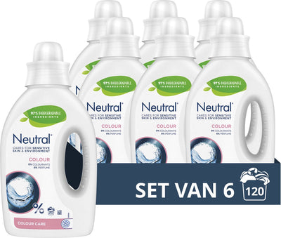 Neutral - vloeibaar wasmiddel - kleur - parfumvrij - 6 flessen - 120 wasbeurten - voordeelverpakking