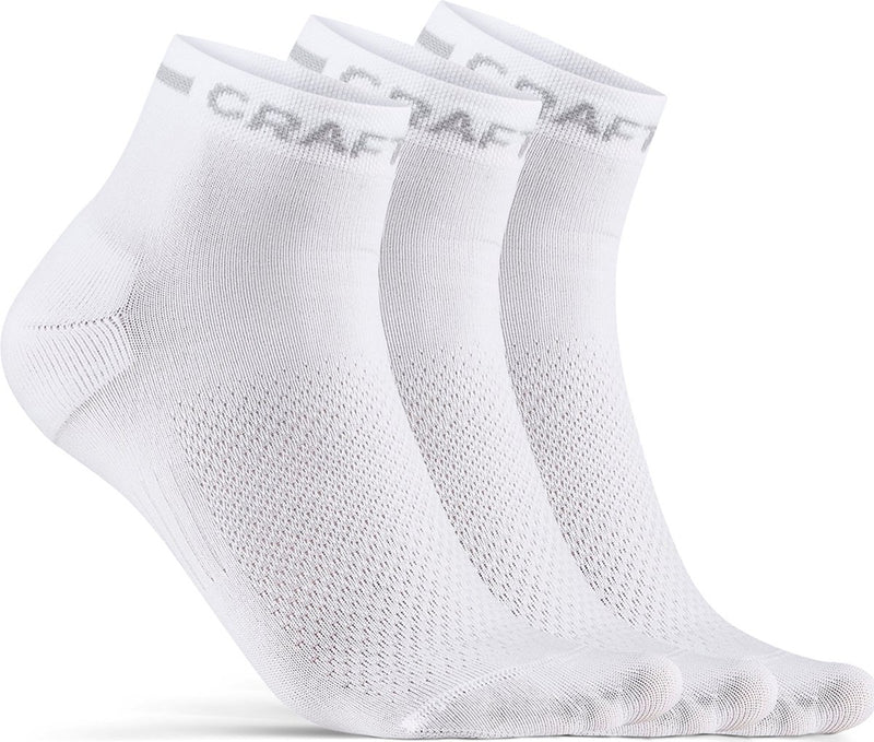 Craft fietssokken zomer unisex wit - core dry mid sock 3-pack white-34 36