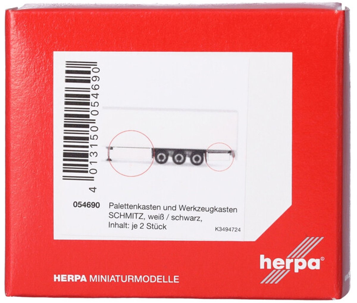 Herpa schmitz palletbak opslagbak, wit zwart (2 st.)