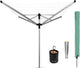 Brabantia lift-o-matic advance droogmolen - 50 m - met metalen grondanker, beschermhoes en wasknijpertasje - metallic grey