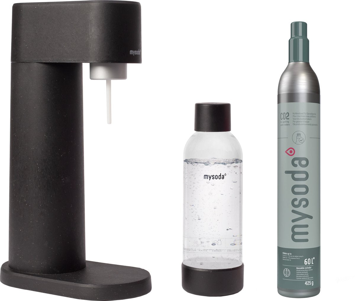 Mysoda woody black - bruiswatertoestel gemaakt van ecologisch biocomposiet - incl co2 cilinder fles