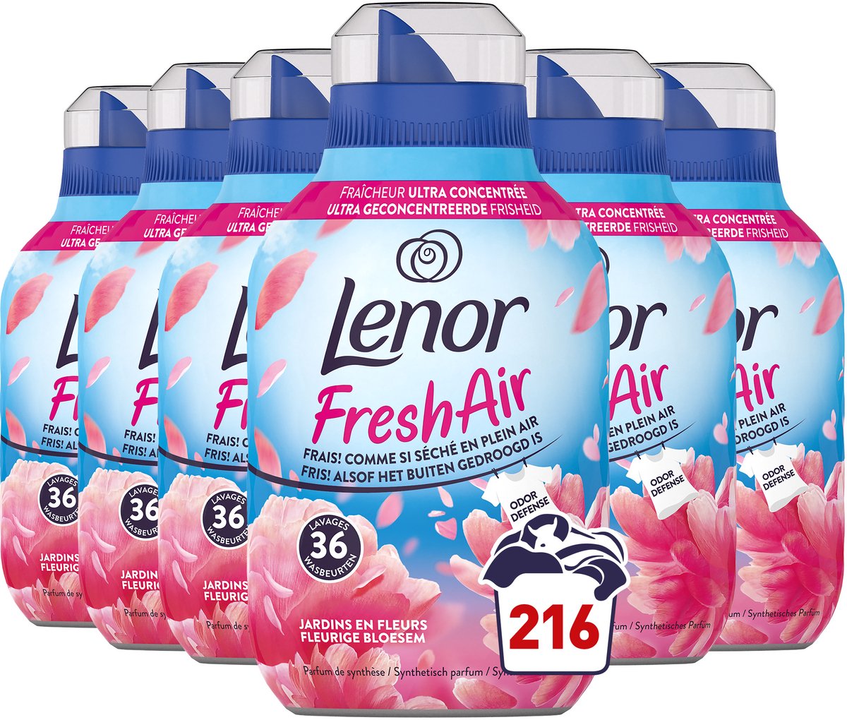 Lenor fresh air wasverzachter fleurige bloesem - 6 x 36 wasbeurten