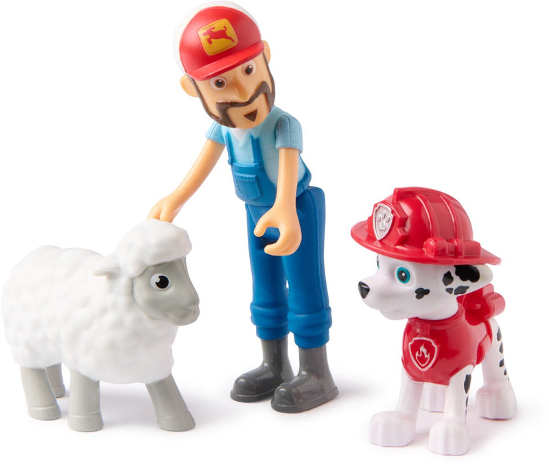 Paw patrol - speelfigurenset met 3 verzamelfiguren van marshall, boer al en schaap