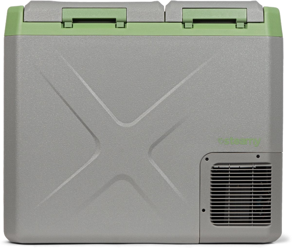 Steamy -e dual zone elektrische compressor koelbox - dual zone - 40 liter - 12v en 230v - voor auto en camping - grijs