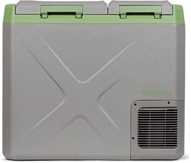 Steamy -e dual zone elektrische compressor koelbox - dual zone - 40 liter - 12v en 230v - voor auto en camping - grijs