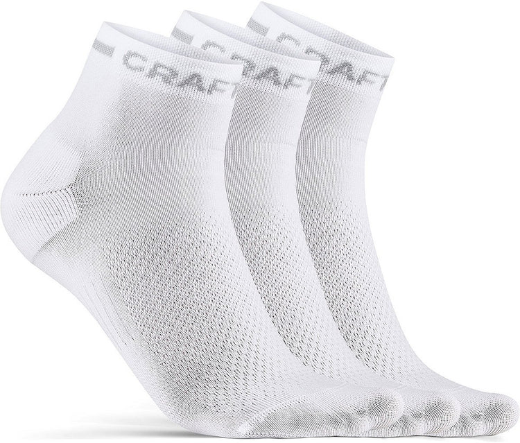 Craft fietssokken zomer unisex wit - core dry mid sock 3-pack white-34 36
