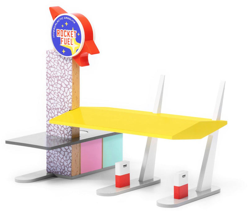 Candylab toys rocket fuel station | tankstation hout | speelgoed benzine station