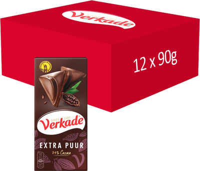 Verkade chocoladereep extra puur - 12 x 90 gram