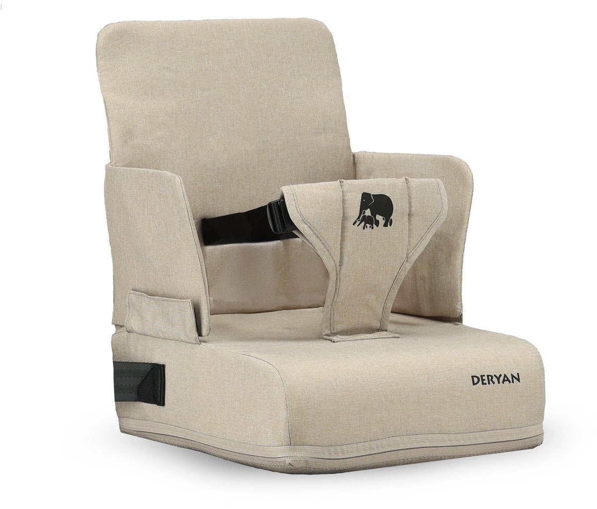 Deryan travel booster stoelverhoger - met bevestigingsriem - nougat