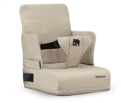 Deryan travel booster stoelverhoger - met bevestigingsriem - nougat