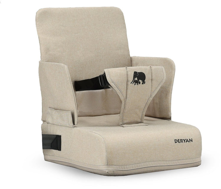 Deryan travel booster stoelverhoger - met bevestigingsriem - nougat