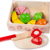 Bigjigs toys houten kistje met fruit en klittenband - mer mes en plank - bigjigs - 18-delig