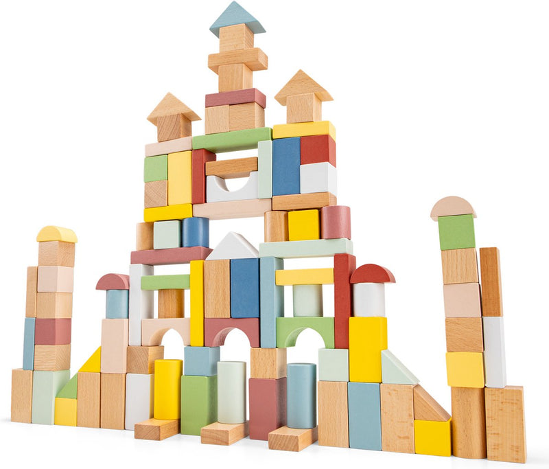 Woet ® houten bouwblokken set - 100-delige blokkendoos - fsc - educatief speelgoed - stimuleert creativiteit - vanaf 18 maanden