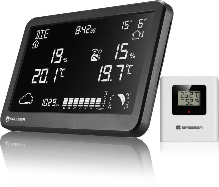 Bresser weerstation - meteotemp tbh - thermo - hygrometer - draadloos - zwart