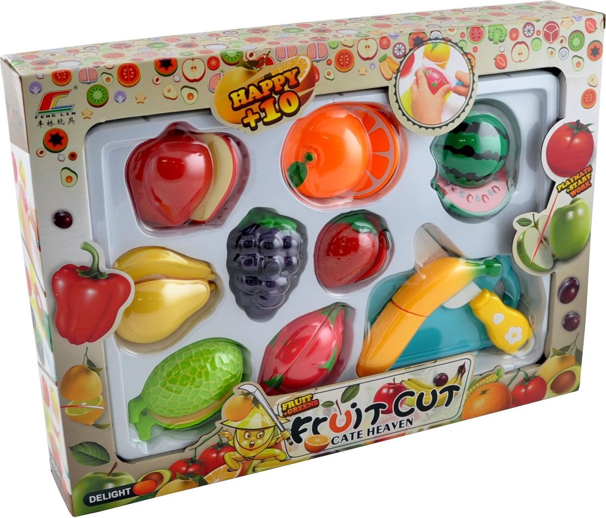 Amuuso snijfruit - fruitset met snijplankje - stimuleert cognitieve vaardigheden