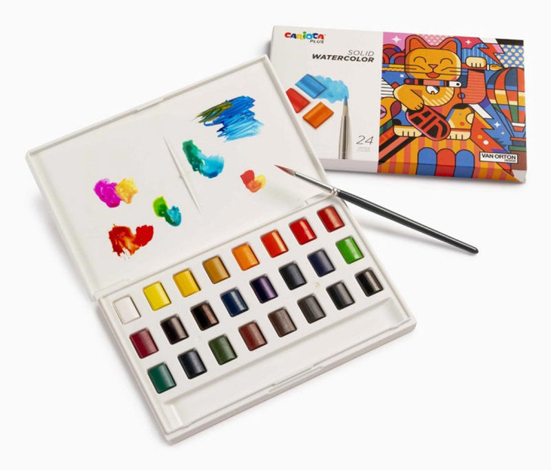 Carioca plus solid watercolor 24pcs + penseel in pvc doosje