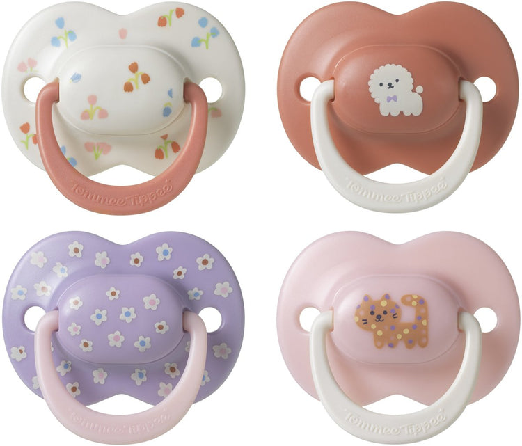 Tommee tippee ultimate fit-fopspeen - 6-18 maanden - 4 stuks - orthodontische symmetrische speen voor baby's- 100% bpa-vrij silicone - roze deco
