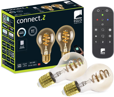 Eglo connect.z eglo starter-z starterspakket - 2x e27 spiral led lampen - afstandsbediening - zigbee