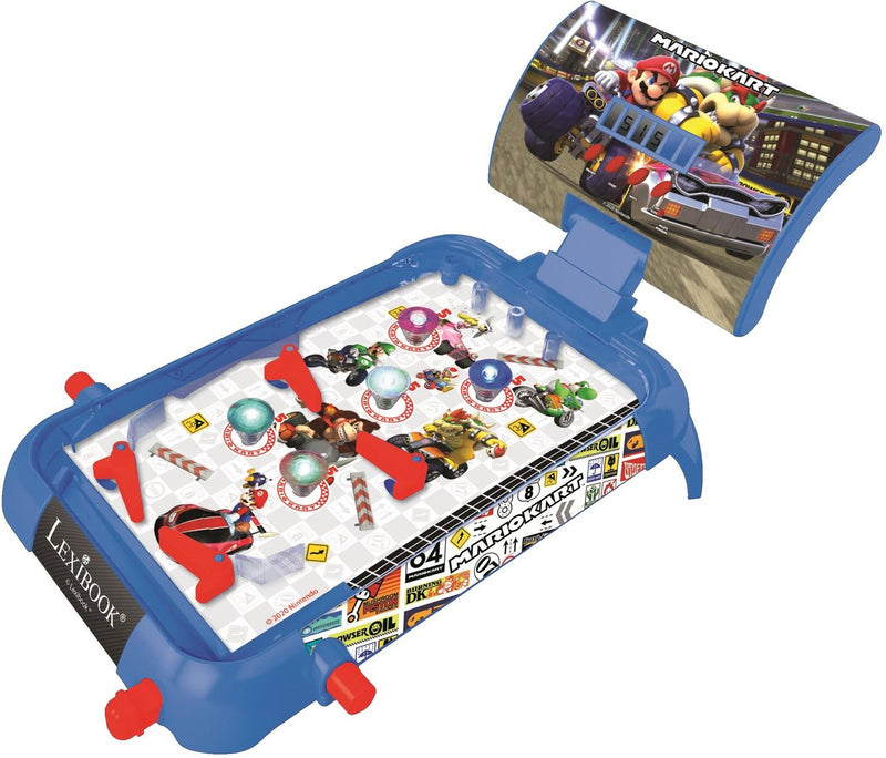 Lexibook mario kart elektronische tafelflipperkast met geweldig ontwerp, geluiden, verlichting en digitale scores tot play alone of challenge uw friends.