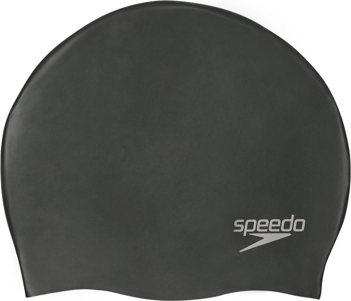 Speedo plain moulded silicone cap badmuts - zwart