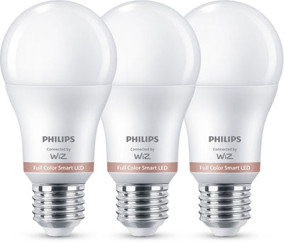 Philips smart lighting - lamp 3-pack - slimme led-verlichting - gekleurd en wit licht - e27 - 60w - mat - wi-fi